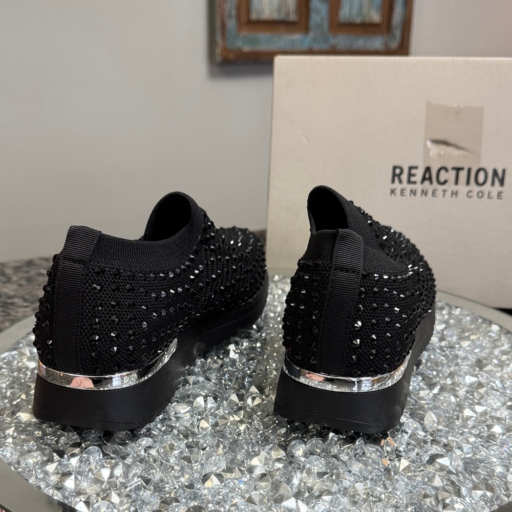 Kenneth Cole Reaction Cameron Jewel Black Slip-On jogger sneakers NEW 7.5 - Picture 4 of 15